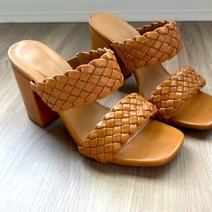 Braided Brown Blocked Heels